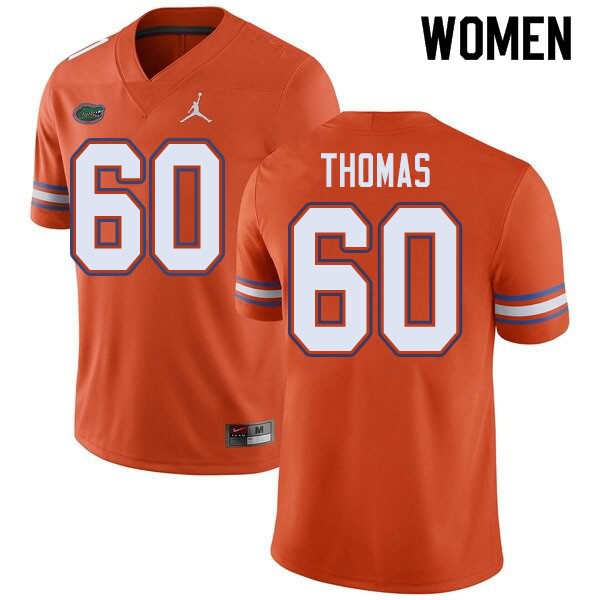 NCAA Florida Gators Da'Quan Thomas Women's #60 Jordan Brand Orange Stitched Authentic College Football Jersey ILA0664LR